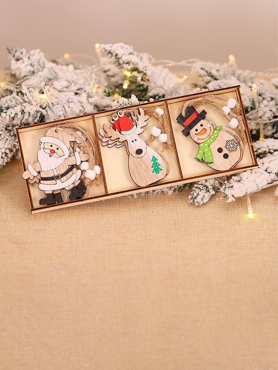 9pcs Christmas Santa & Snowman Design Wall Hanging - Multicolor - View 1