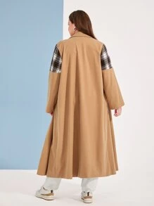 Mulvari Plus Plaid Print Fringe Trim Overcoat - Multicolor - View 2