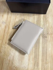 CHARM INFINITE Letter Graphic Pocket Wallet Small ID Window Bi-Fold Women Wallet Mini Thin Lightweight Multi Layer Cash Credit Card Portable Minimalist Fashion Modern Business Anniversary On Valentine Day For Birthday Gift Gift Couple Female Lady Girls Women Gift Gift Bag Present Business Casual For Women Wallet Purse Wallet Small Wallet - Light Grey - View 3