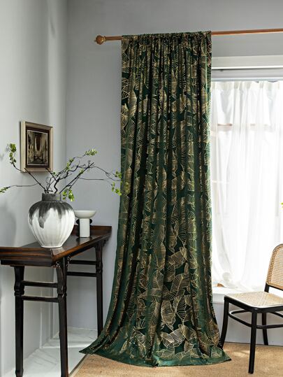 Hot Stamping Leaf Single Panel Curtain