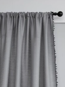 Solid Color Single Panel Curtain - Grey - View 2