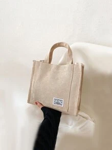 字母貼布方包 - 白色 - 查看 1