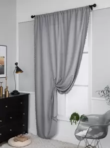 Solid Color Single Panel Curtain - Grey - View 3
