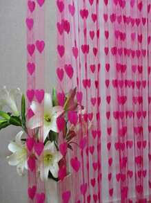 Cortina panel solo con cuerda con corazón - Rosa Fucsia - Ver 4