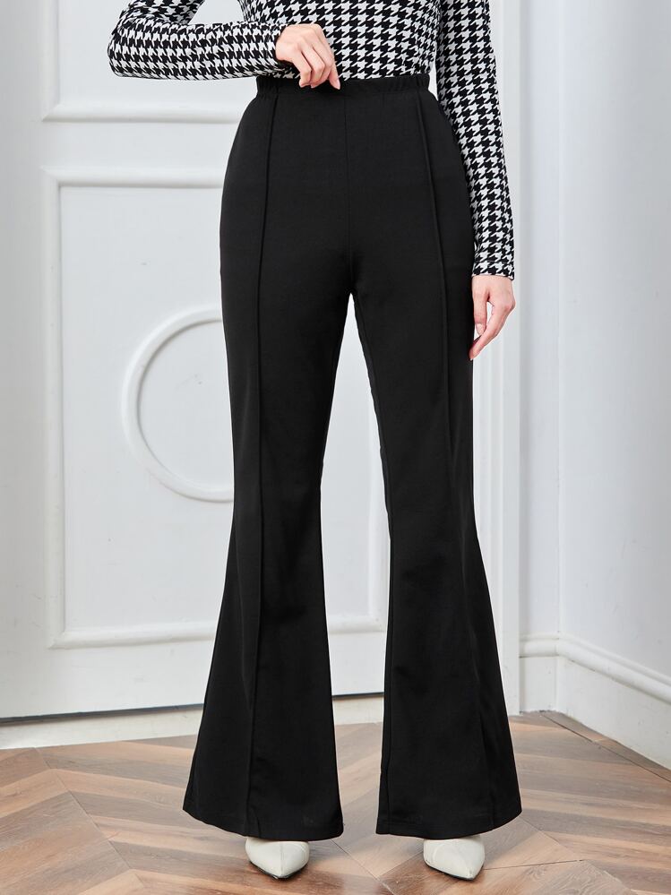 SHEIN EZwear 黒ハイウエスト フレアレッグパンツ | SHEIN JAPAN