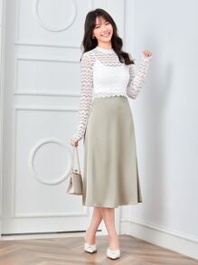 Modelyn Áo nữ Sò điệp màu trơn Thanh lịch - trắng - Xem 5
