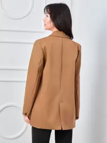 GENKIRA Casual Solid Double Breasted Lapel Neck Blazer  Fall Cloth For Women - Camel - View 2