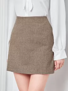 Chiquease Zip Back Houndstooth Skirt - Multicolor - View 4
