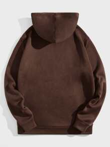 Manfinity VCAY Men Butterfly Print Kangaroo Pocket Thermal Drawstring Hoodie - Chocolate Brown - View 2