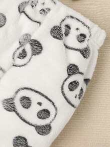 Boys (little) Bear Plush T-shirt Trousers Home Wear Set - White - View 4