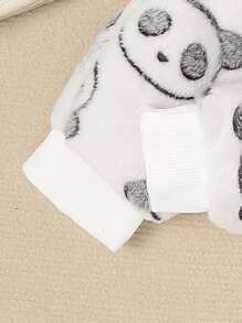 Boys (little) Bear Plush T-shirt Trousers Home Wear Set - White - View 5