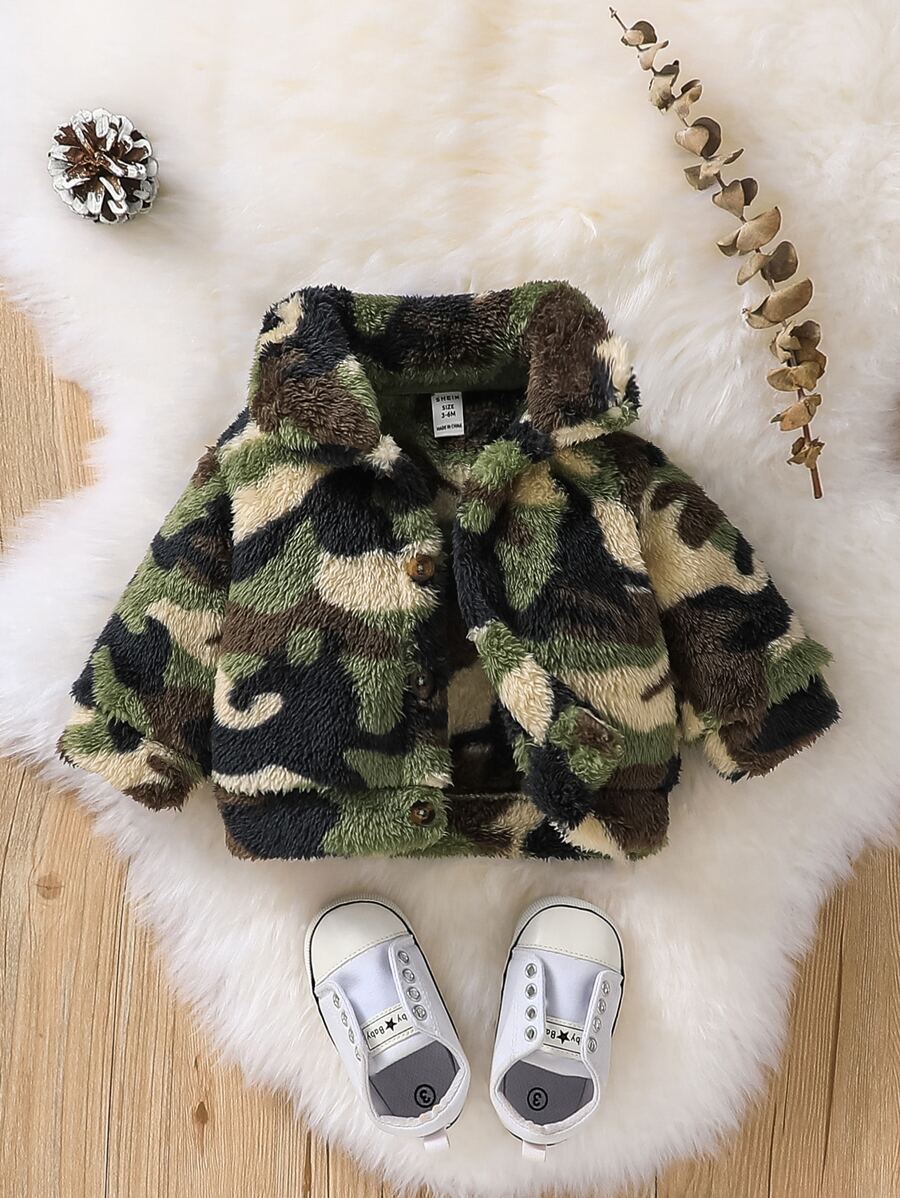 Baby Camo Print Flannel Jacket - Multicolor - View 1