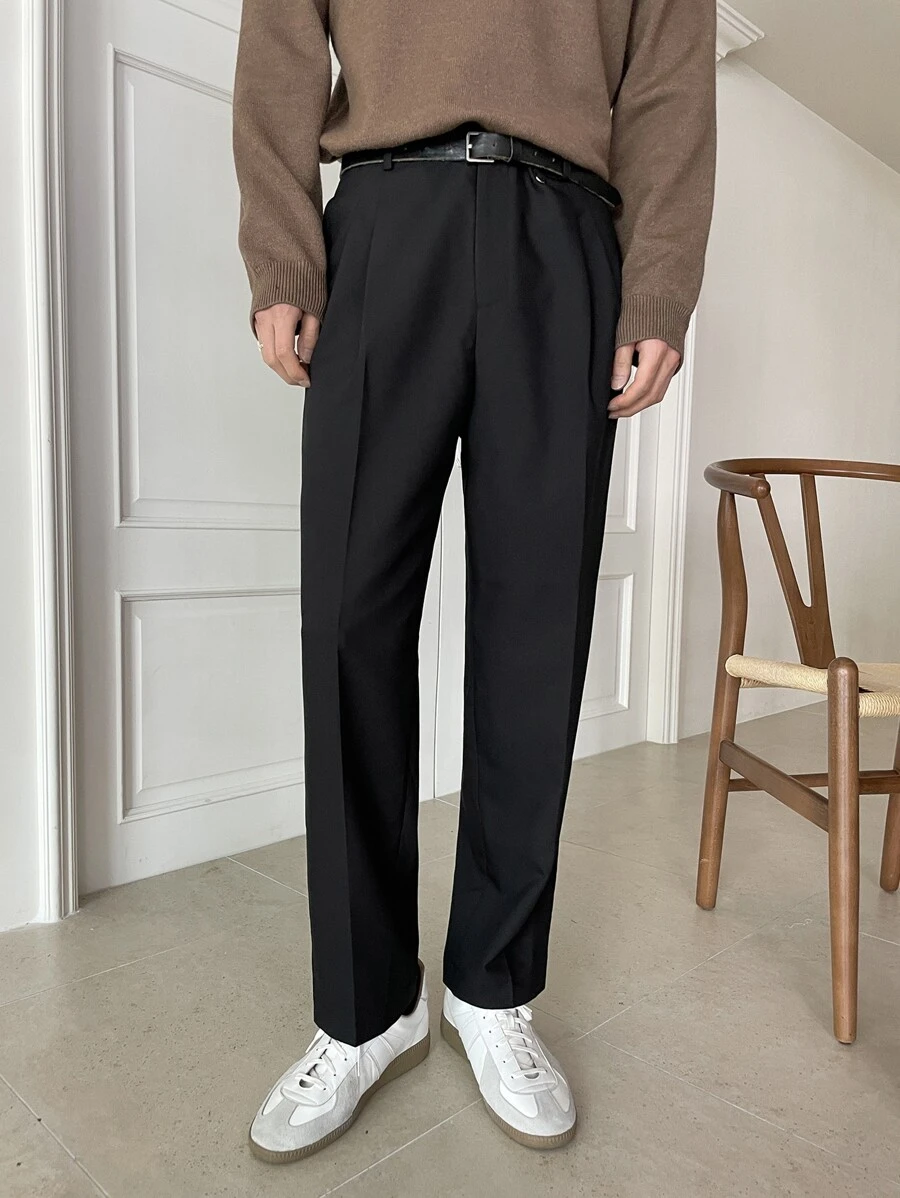 DAZY Quần tây nam màu trơn, túi xéo, thích hợp cho công sở. - màu đen - Xem 1