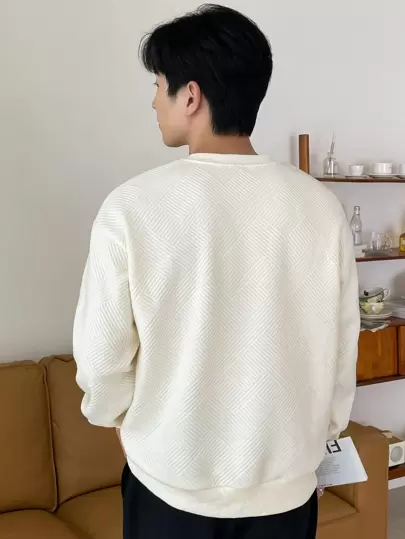 SHEIN X Scheana DAZY 男士纯色落肩卫衣，秋装