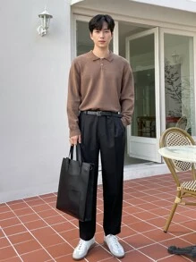 DAZY Quần tây nam màu trơn, túi xéo, thích hợp cho công sở. - màu đen - Xem 4