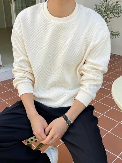 SHEIN X Scheana DAZY 男士纯色落肩卫衣，秋装