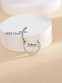 1 chiếc khuyên tai và khuyên mũi bằng đá Cubic Zirconia mặt trước - Bạc - Xem 4