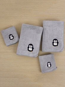 1pc Penguin Shaped Coral Fleece Towel (bath Towel Or Hand Towel) - Grey - View 2