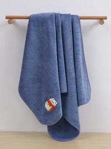 1pc Cartoon Bear Embroidered Bath Towel Or 1pc Face Towel - Blue - View 5