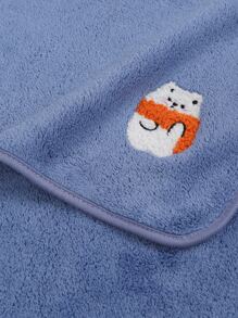 1pc Cartoon Bear Embroidered Bath Towel Or 1pc Face Towel - Blue - View 6