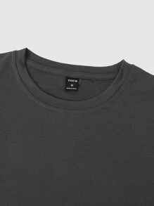 Manfinity Homme Hombres Camiseta con estampado de slogan - Gris Oscuro - Ver 6