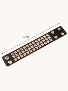 Pulsera PU de la decoración tachonada de Hombres de moda y populares para las vacaciones y para una mirada elegante - Negro - Ver 3