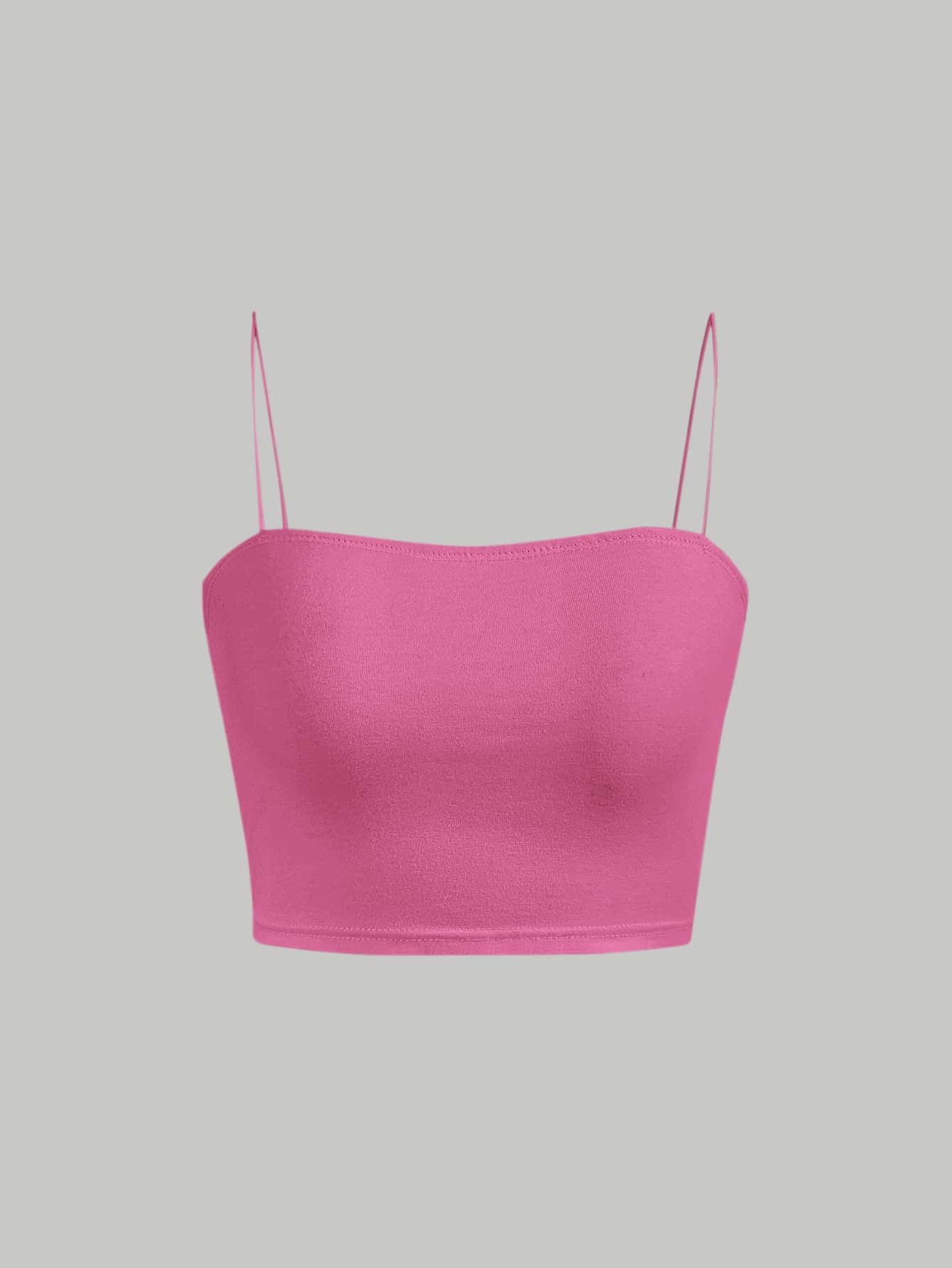 SHEIN MOD Solid Cami Crop Top - Pink - View 1