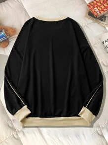 Manfinity Loose Fit Men's Slogan Graphic Pullover - Black - View 2