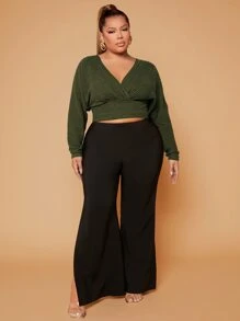 SHEIN SXY Crop T-Shirt mit überlappendem Kragen