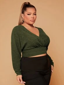 SHEIN SXY Crop T-Shirt mit überlappendem Kragen
