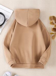 女孩1入組字母圖案加絨內裏連帽衫