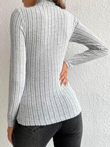 SHEIN Tall 素色立領T恤 - 淺灰色 - 查看 2