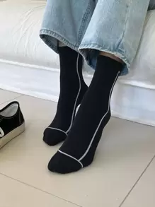 DAZY Vớ thuyền viên mô hình đường kẻ - màu đen - Xem 1