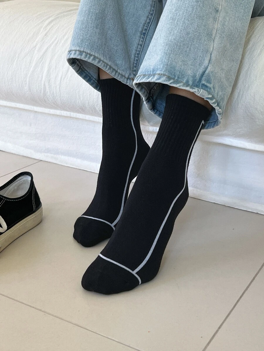 DAZY Vớ thuyền viên mô hình đường kẻ - màu đen - Xem 1