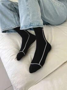 DAZY Vớ thuyền viên mô hình đường kẻ - màu đen - Xem 4