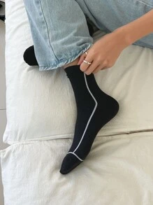 DAZY Vớ thuyền viên mô hình đường kẻ - màu đen - Xem 5