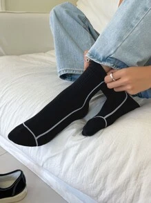 DAZY Vớ thuyền viên mô hình đường kẻ - màu đen - Xem 6