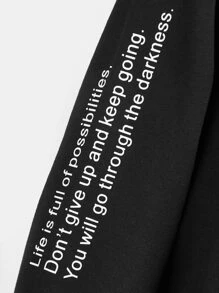 SHEIN Cậu bé Tween Giải trí Mẫu chữ Áo chui đầu Áo nỉ , Hoàn hảo Đối với Mặc hàng ngày In Mùa Xuân Và Mùa thu - màu đen - Xem 4