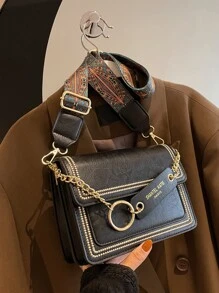 Nhẹ, dành cho doanh nhân Mini thêu chi tiết chuỗi trang trí Túi vuông có nắp dành cho nữ tuổi teen Sinh viên đại học, tân binh và nhân viên cổ trắng Hoàn hảo cho văn phòng, đại học, công việc, kinh doanh, đi làm, ngoài trời, du lịch, đi chơi - màu đen - Xem 1