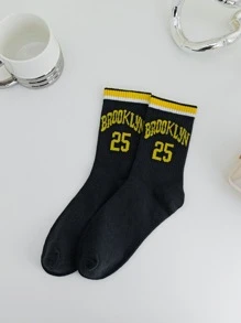 Number & Letter Graphic Crew Socks - Multicolor - View 1
