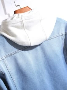 Manfinity Homme 男式棉質蓋袋牛仔外套,無帽設計 - 淺色水洗藍 - 查看 6