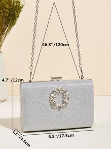 迷人閃光珠寶，亮片，奢華，閃亮迷你閃光萊茵石裝飾盒包晚宴包，派對女孩晚餐包，女士，新娘完美適合派對、婚禮、舞會、晚餐/宴會、雞尾酒 - 銀色 - 查看 4