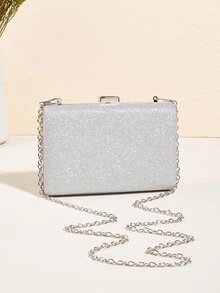 迷人閃光珠寶，亮片，奢華，閃亮迷你閃光萊茵石裝飾盒包晚宴包，派對女孩晚餐包，女士，新娘完美適合派對、婚禮、舞會、晚餐/宴會、雞尾酒 - 銀色 - 查看 6