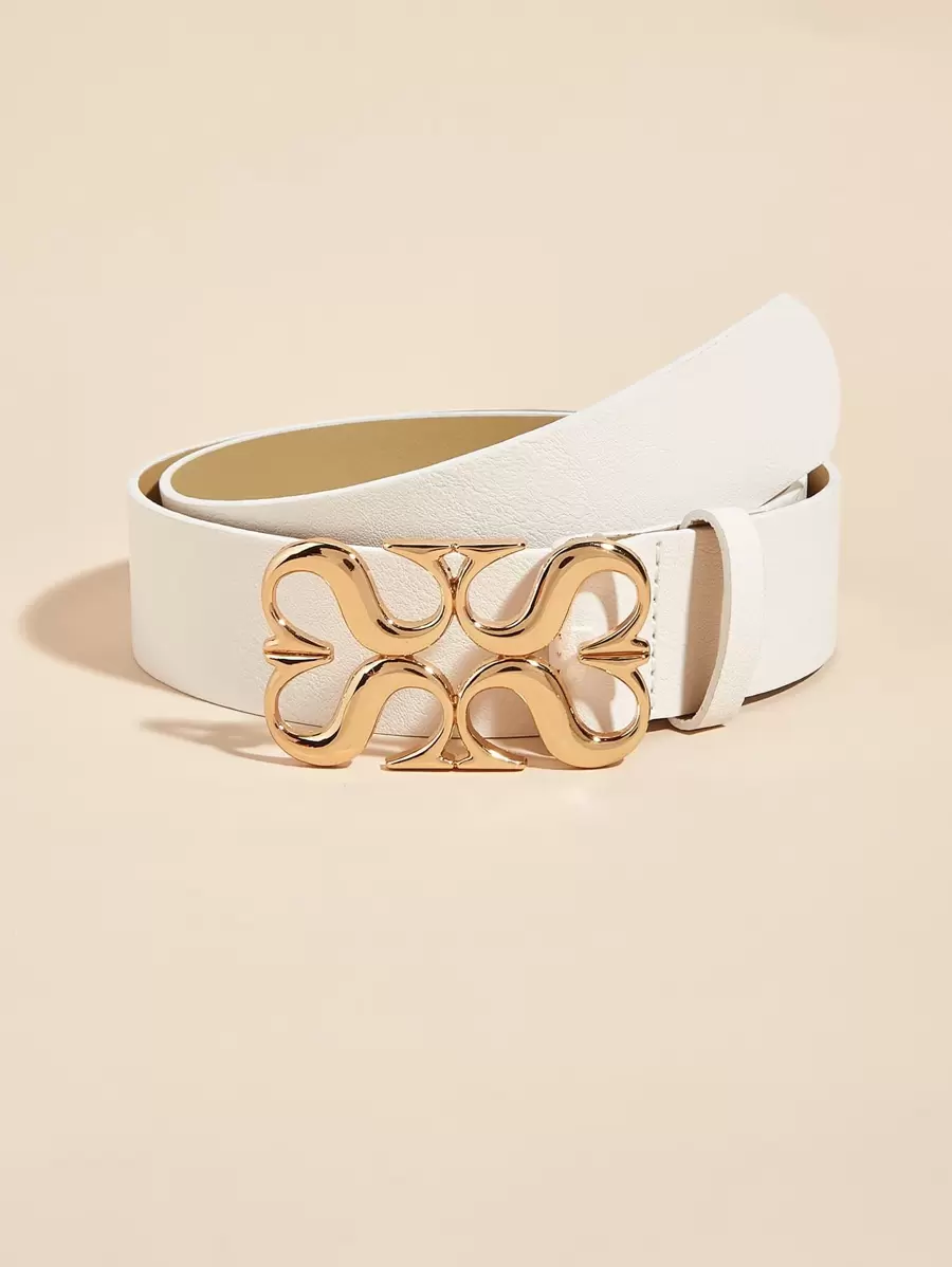 1 chiếc thắt lưng da PU dành cho nữ có khóa trang trí hình trái tim đôi, thích hợp để đeo hàng ngày, ngày lễ tình nhân, mùa hè, mùa thu, mùa lễ hội Halloween - trắng - Xem 1