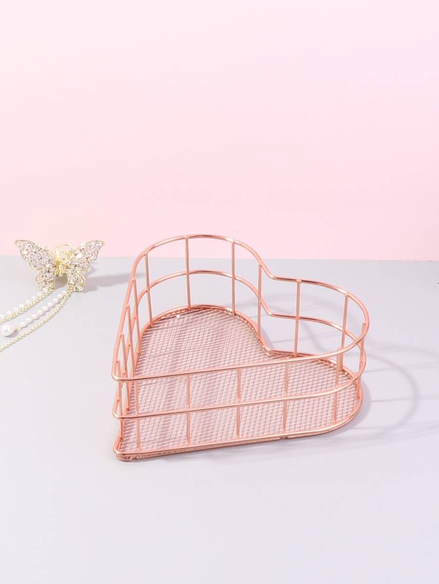 1pc Heart Design Cosmetic Storage Stand - Rose Gold - View 1