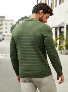 Manfinity Men Solid Polo Neck Jumper - Army Green - View 2