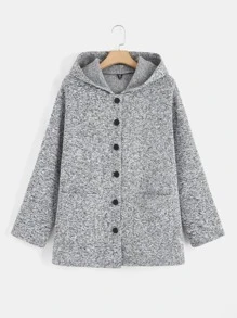 EMERY ROSE Abrigo con capucha con doble bolsillo sin jersey - Gris Claro - Ver 2