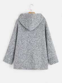 EMERY ROSE Abrigo con capucha con doble bolsillo sin jersey - Gris Claro - Ver 4