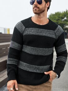 Manfinity Casual Kleurblok Mannentrui - Zwart - Bekijken 4