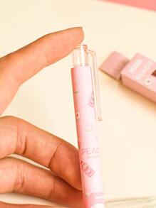 MOKA 1 pieza Borrador con patrón de melocotón en forma de pluma - Rosa Pálido - Ver 3